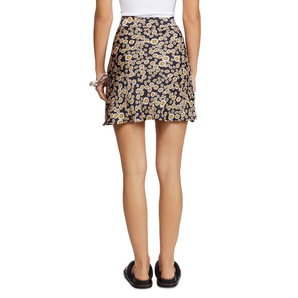 Free People Phoebe Satin Mini Skirt with Daisy Floral Pattern on Black size 8 - Picture 7 of 7